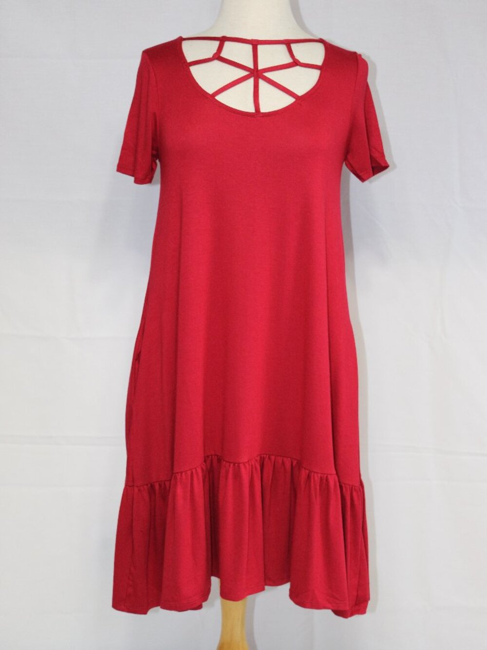 Zenana #7041 Stretch Casual Short Summer Dress-Sizes S to XL-SCARLET RED-NEW